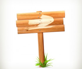 Wooden board with grass vector 01