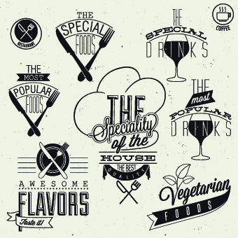 Restaurant and cafe logos design vector 01