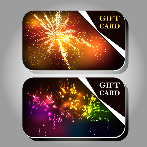 Fireworks Gift cards vector 01