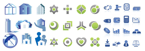 3 sets of simple graphical icons vector