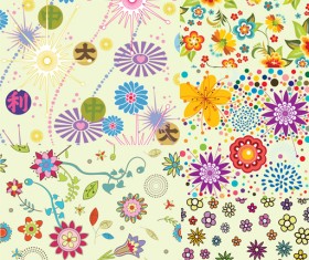 Lovely flowers backgrounds vector graphic