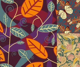 Butterfly flower leaves background design vector