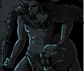 Elements of cartoon character and the leopard Vector