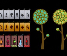 Tree and fashion girl Vector