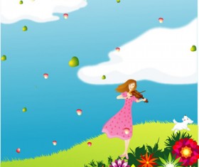 Elements of girl playing the violin Vector