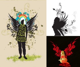 Elements of wings of the female pattern Vector