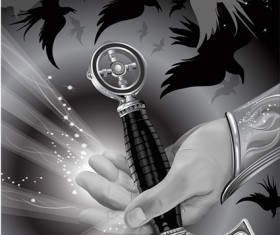 Black and white CG illustration style Vector