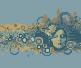 Gilr head and pattern 02 Vector