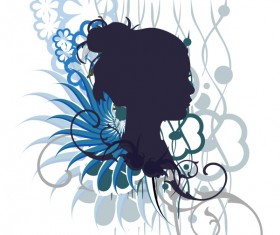 Gilr head and pattern 06 Vector