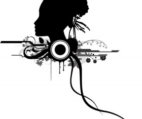 Gilr head and pattern 07 Vector