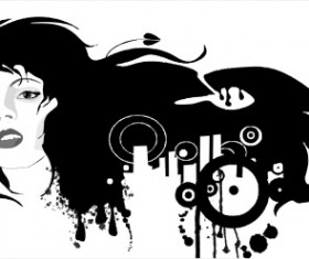 Gilr head and pattern 09 Vector