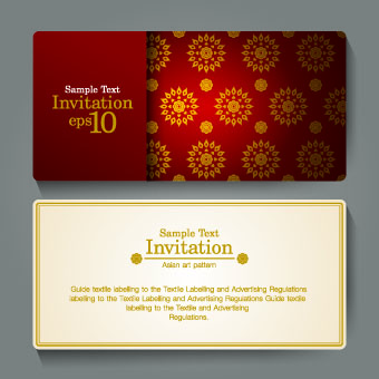 Ornate invitation cards design vector 02