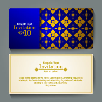 Ornate invitation cards design vector 03
