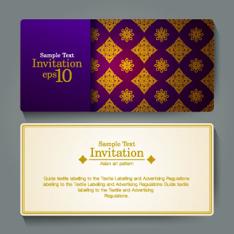 Ornate invitation cards design vector 04