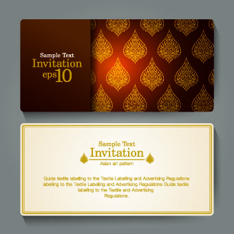 Ornate invitation cards design vector 05