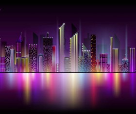 Beautiful night city vector 02