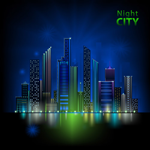 Beautiful night city vector 03