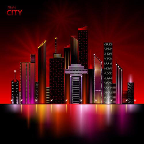 Beautiful night city vector 05