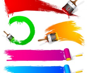 Coloful Paint brushes design elements 02