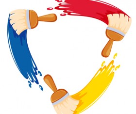 Coloful Paint brushes design elements 03