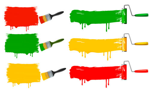 Coloful Paint brushes design elements 04