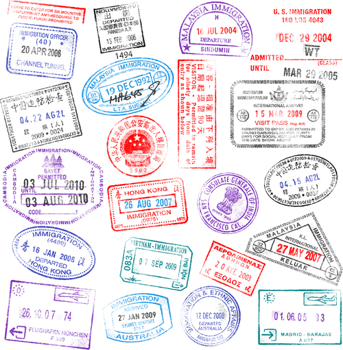 Vector Passport stamps design set 04