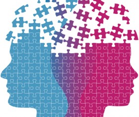 Puzzles head design vector 01