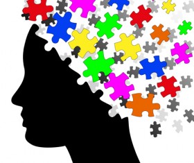 Puzzles head design vector 03