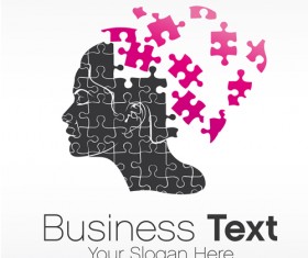Puzzles head design vector 04