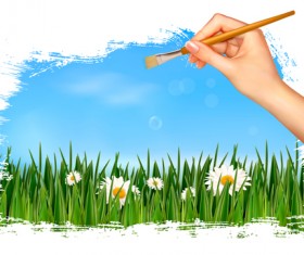 Summer Grass vector background 02