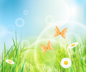 Summer Grass vector background 03