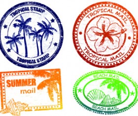Vintage Travel stamps elements vector 01