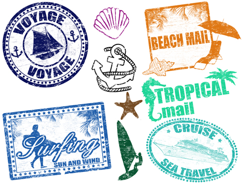 Vintage Travel stamps elements vector 05
