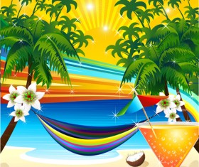 Beautiful Tropic landscape vector 01