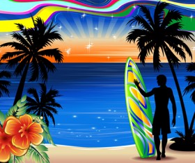 Beautiful Tropic landscape vector 02
