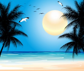 Beautiful Tropic landscape vector 03