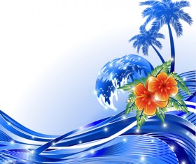 Beautiful Tropic landscape vector 05