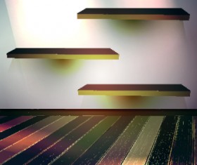 Vector wood shelf set 05