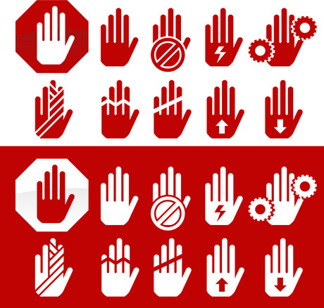 Hand warning icon vector
