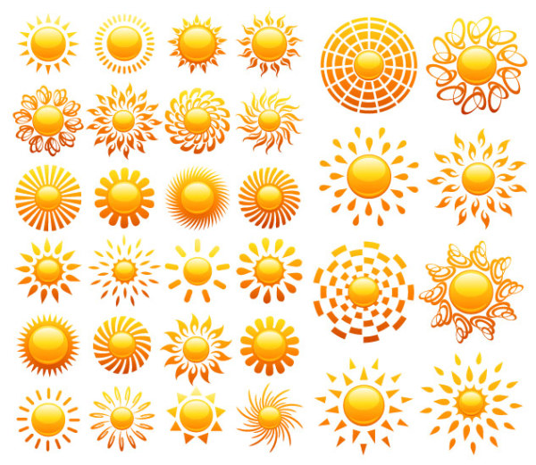 Sun Crystal icons vector