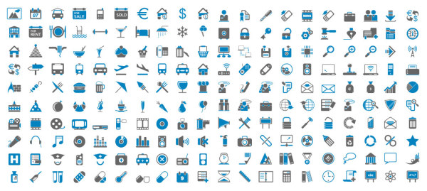 Blue Ash simple icons vector