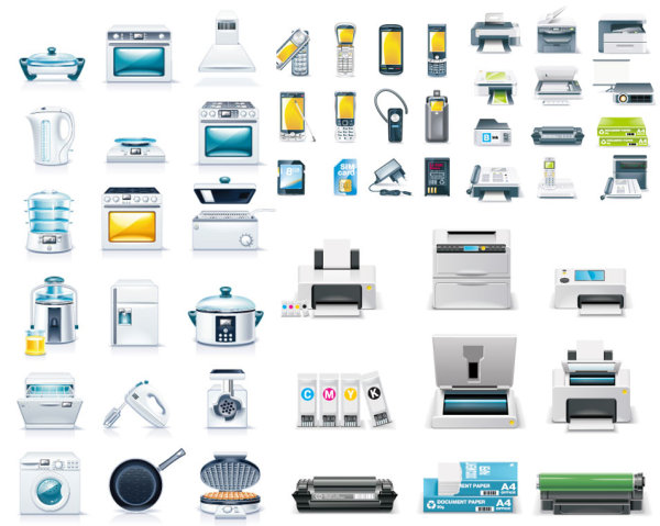 Small appliances icons vector vector