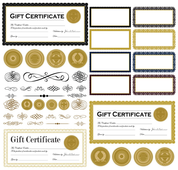 Certificate frame and badges vector