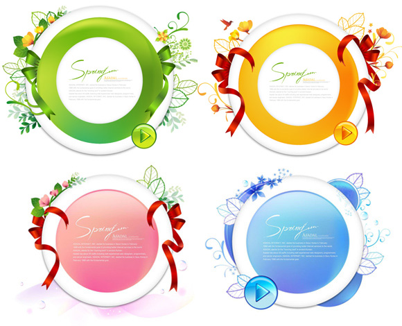 Ribbon flowers round vector