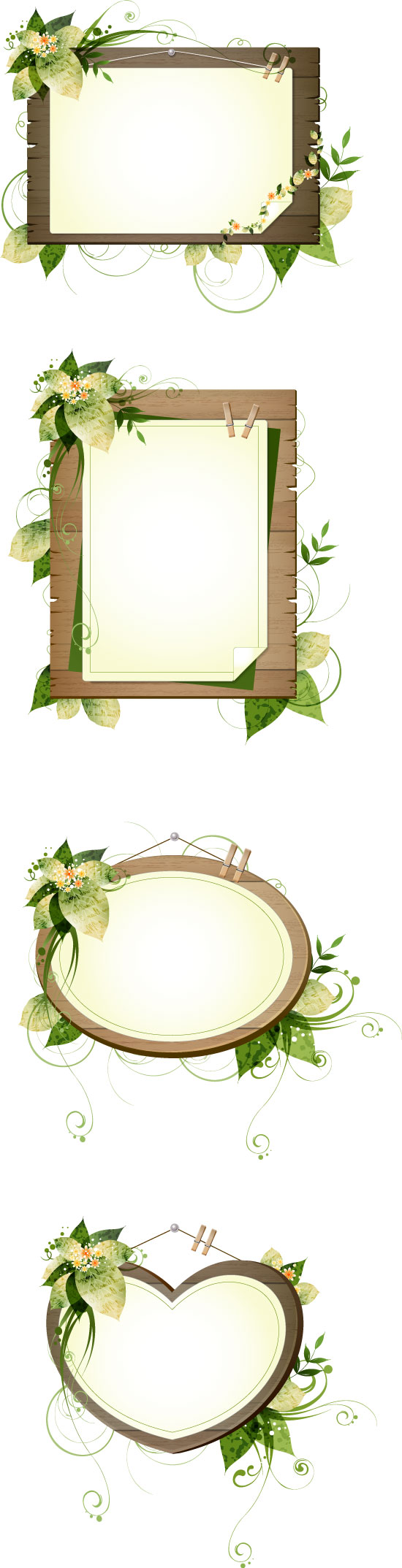 Plant decorative wood frame vector