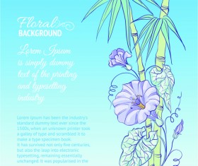 Bamboo with Flowers vector background 01