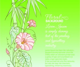 Bamboo with Flowers vector background 03