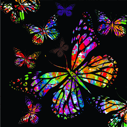 Colorful Butterflies design vector 02