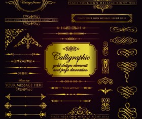 Calligraphy gold design elements vector 01
