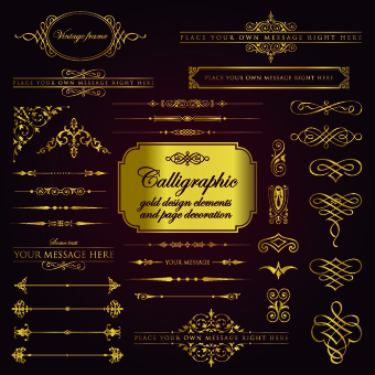 Calligraphy gold design elements vector 01